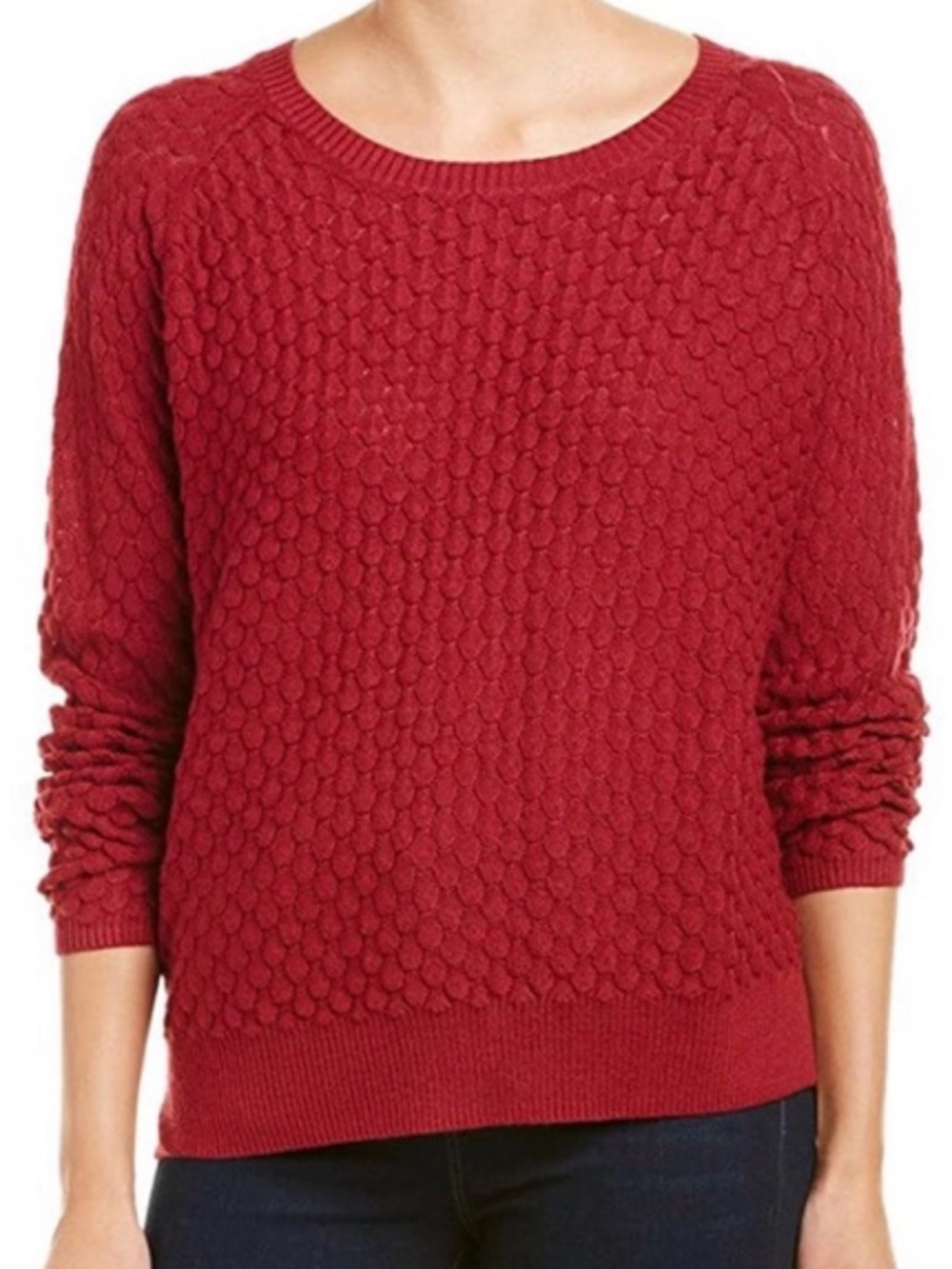 French Connection Crimson Textured Crewneck Sweater